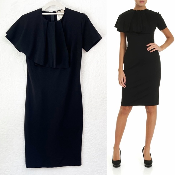 Fuzzi Dresses & Skirts - Fuzzi by Jean Paul Gaultier Pleated Shoulder Stretch Knit Dress Black Sz S